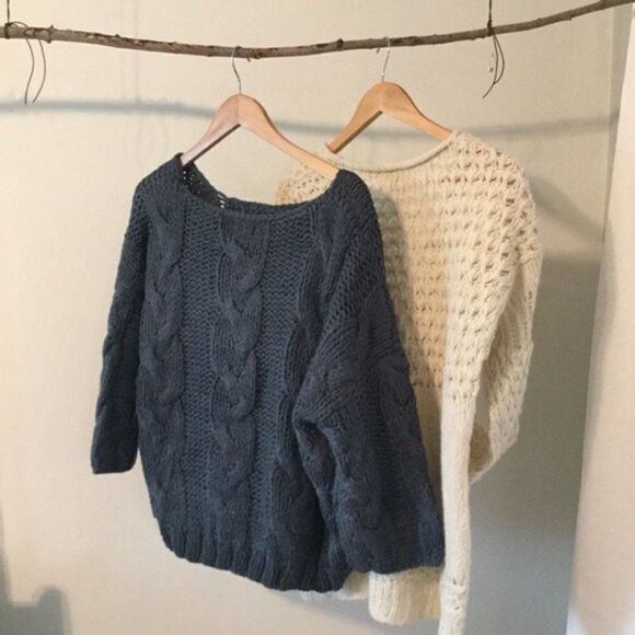 𝅺POL Soft Handmade Knit Sweater In Blue Grey - Picture 8 of 11